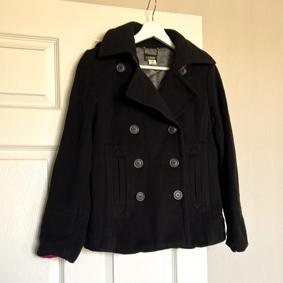 JCrew Double Breasted Wool Black Coat - Picture 2 of 5